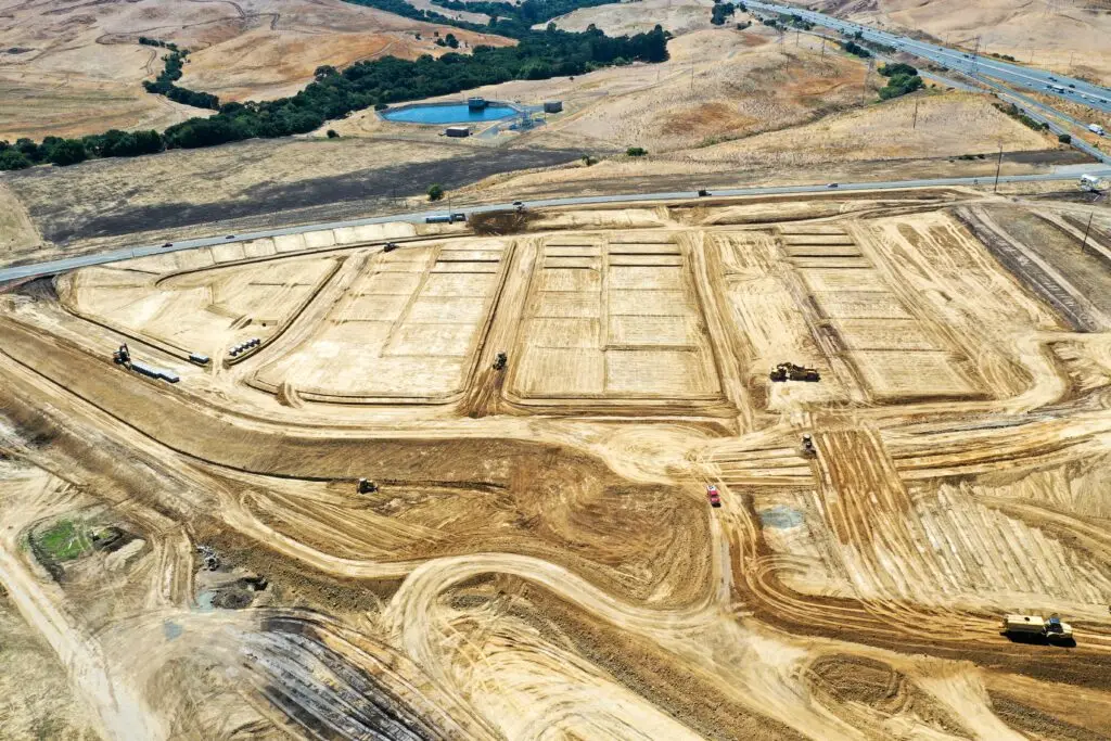 Aerial view of large site development project